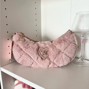 Juicy Couture “Let’s Get Cozy” Blush Pink Faux Fur Shoulder Bag